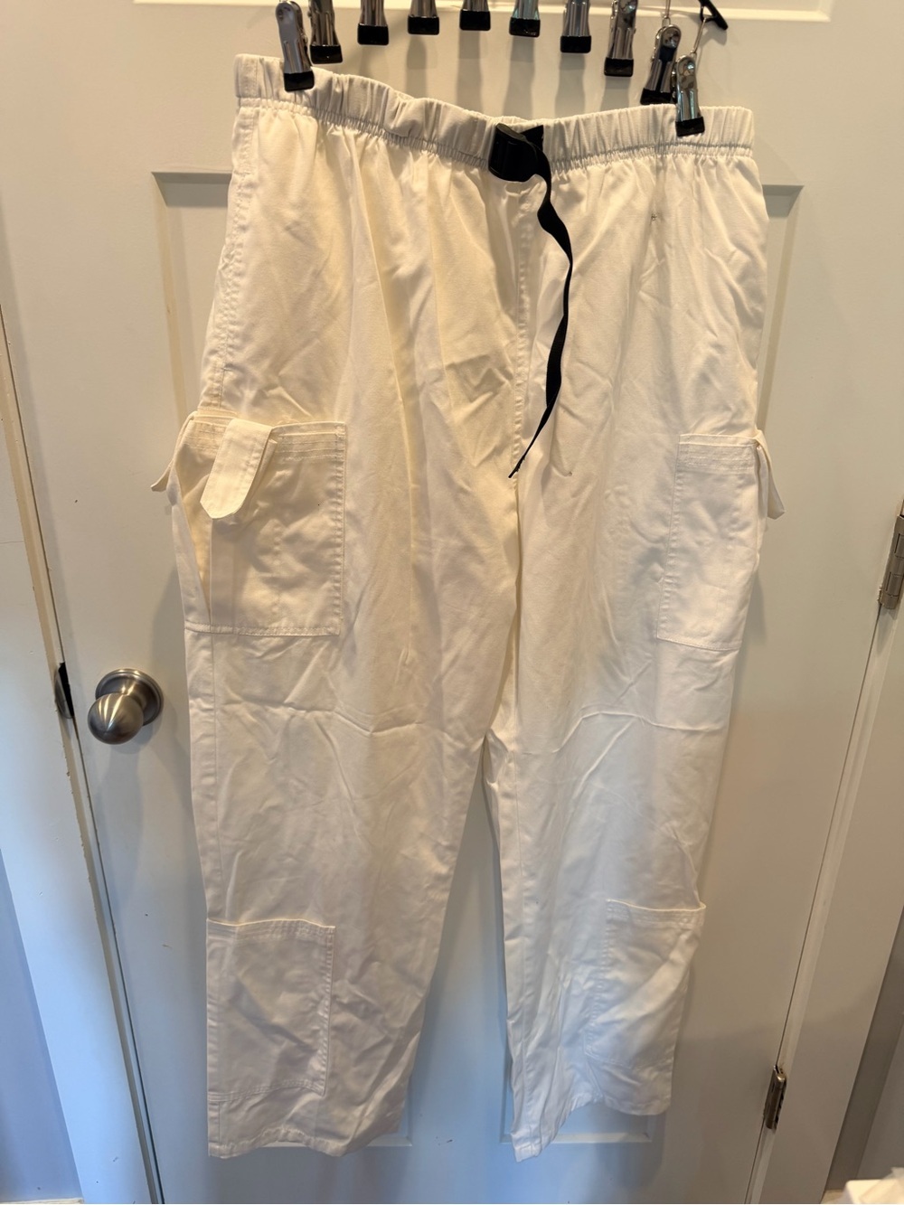 Aviator Scrub Cargo Pants White Medical Uniform Utility Pants Large